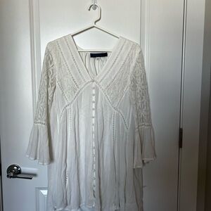 Blue Rain Cream Lace Trim Dress